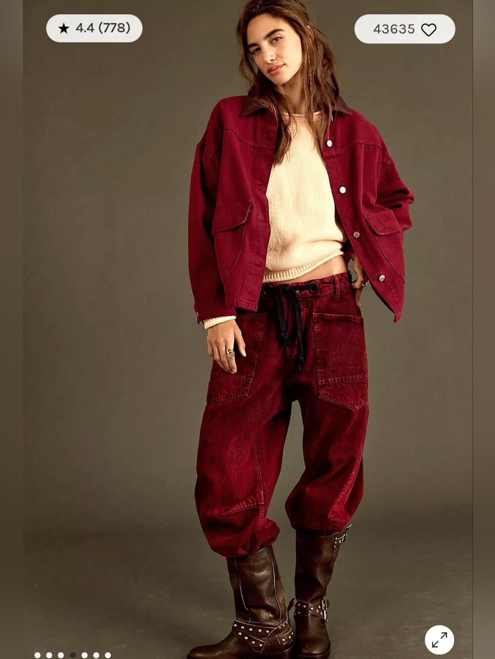 NWT We The Free Moxie Pull on Barrel Jeans In Vampire
